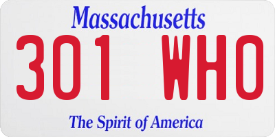 MA license plate 301WH0