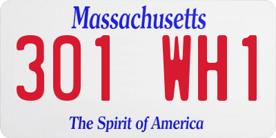 MA license plate 301WH1