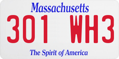 MA license plate 301WH3