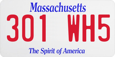 MA license plate 301WH5