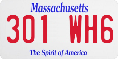 MA license plate 301WH6