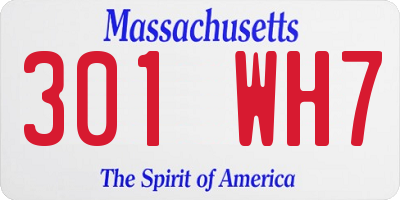 MA license plate 301WH7