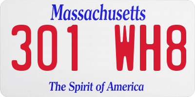 MA license plate 301WH8