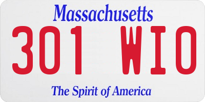 MA license plate 301WI0