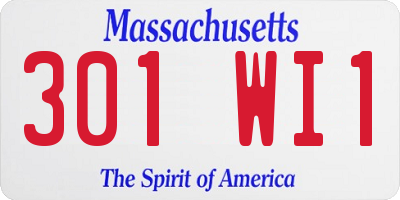 MA license plate 301WI1