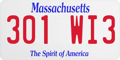 MA license plate 301WI3
