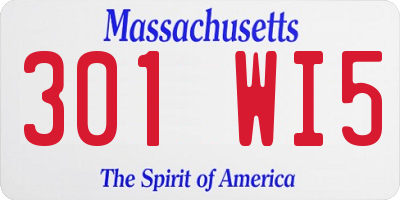 MA license plate 301WI5