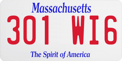 MA license plate 301WI6