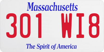 MA license plate 301WI8