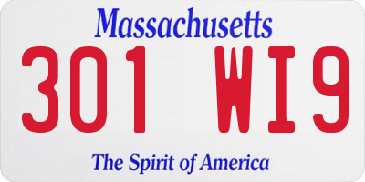 MA license plate 301WI9