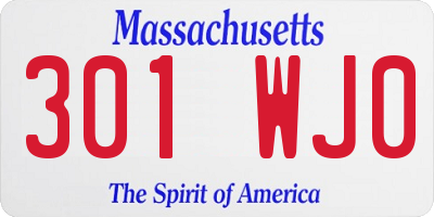 MA license plate 301WJ0