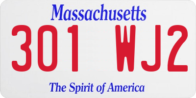 MA license plate 301WJ2