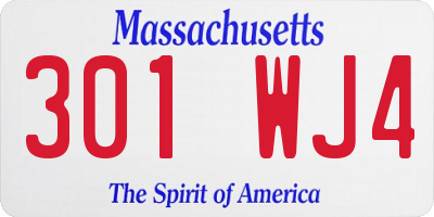 MA license plate 301WJ4
