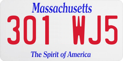 MA license plate 301WJ5