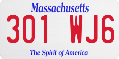 MA license plate 301WJ6