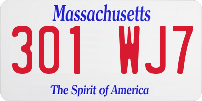 MA license plate 301WJ7