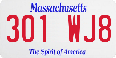 MA license plate 301WJ8