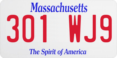 MA license plate 301WJ9
