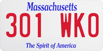 MA license plate 301WK0