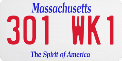 MA license plate 301WK1