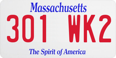 MA license plate 301WK2