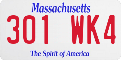 MA license plate 301WK4