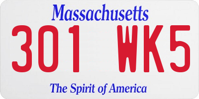 MA license plate 301WK5