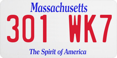MA license plate 301WK7