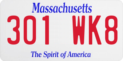MA license plate 301WK8