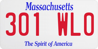 MA license plate 301WL0