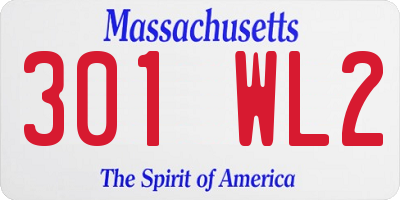 MA license plate 301WL2