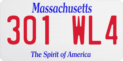 MA license plate 301WL4