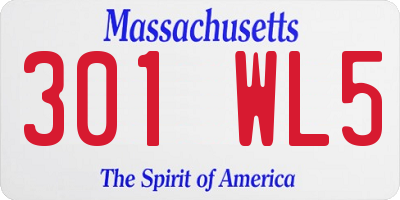 MA license plate 301WL5