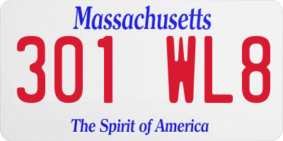 MA license plate 301WL8