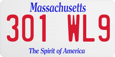 MA license plate 301WL9