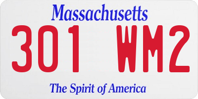 MA license plate 301WM2