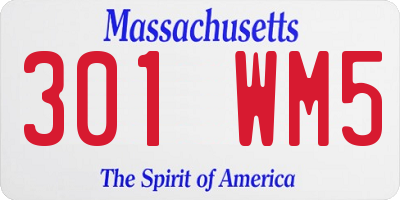 MA license plate 301WM5
