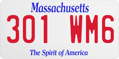 MA license plate 301WM6