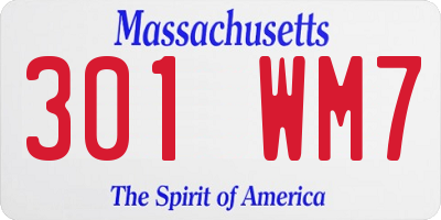 MA license plate 301WM7