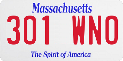 MA license plate 301WN0