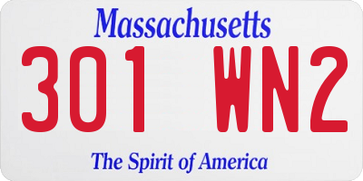 MA license plate 301WN2