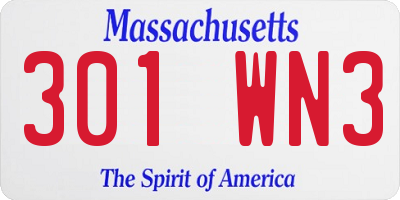 MA license plate 301WN3