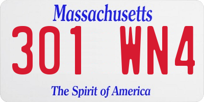 MA license plate 301WN4