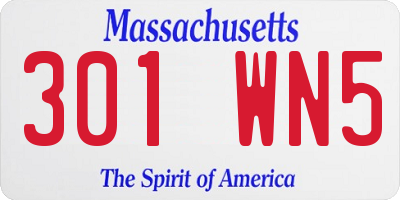 MA license plate 301WN5
