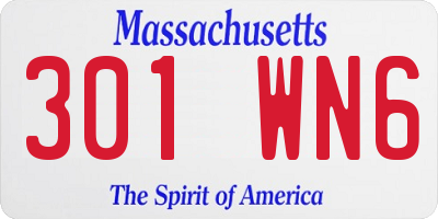 MA license plate 301WN6