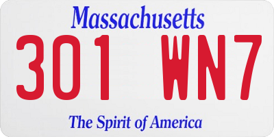 MA license plate 301WN7