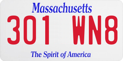 MA license plate 301WN8