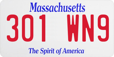 MA license plate 301WN9