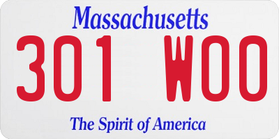 MA license plate 301WO0