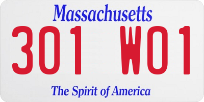 MA license plate 301WO1